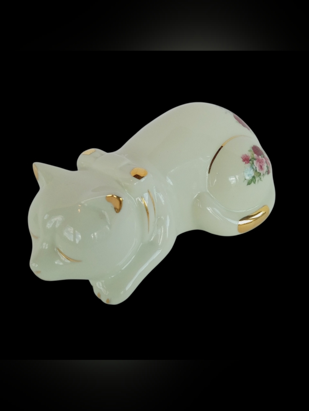 Formalities by Baum Bros Porcelain Sleeping Cat Figurine - Victorian Rose